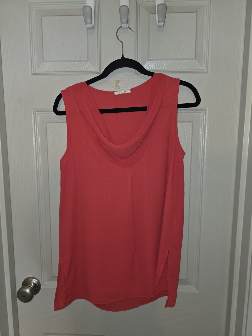 Pleione Coral-Pink Draped Neck Sleeveless Camisole